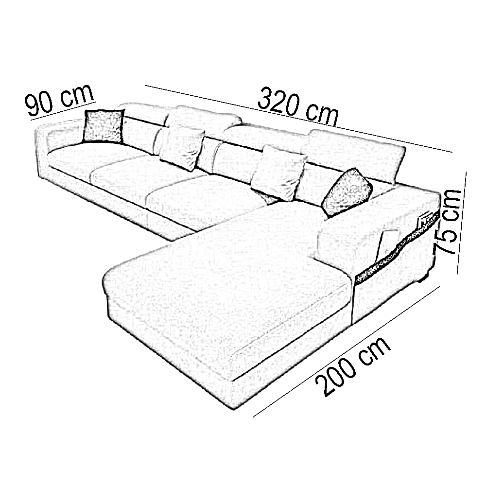 ركنة خشب زان، 320*200*75 سم