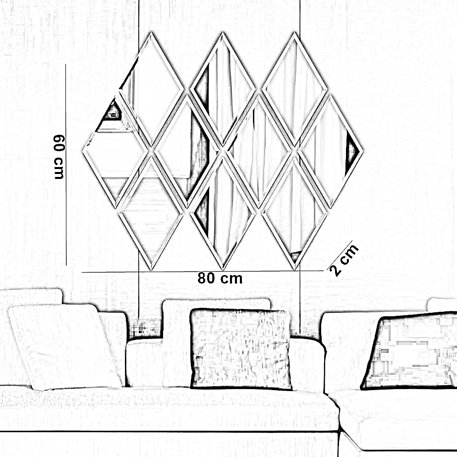 طقم مرايات حائط بإطار خشب ام دي اف، 10 قطع