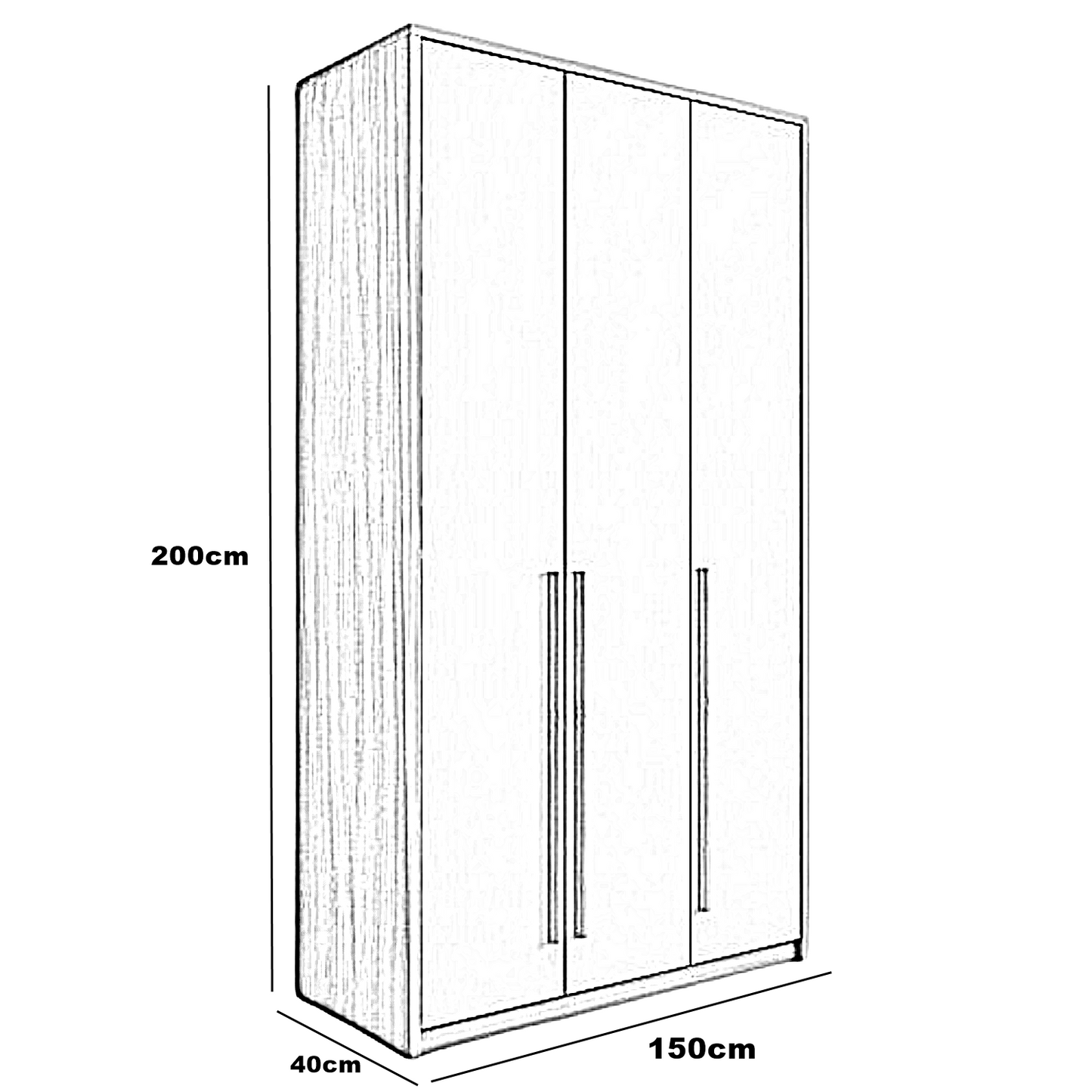 دولاب خشب ام دي اف، 150*40*200 سم