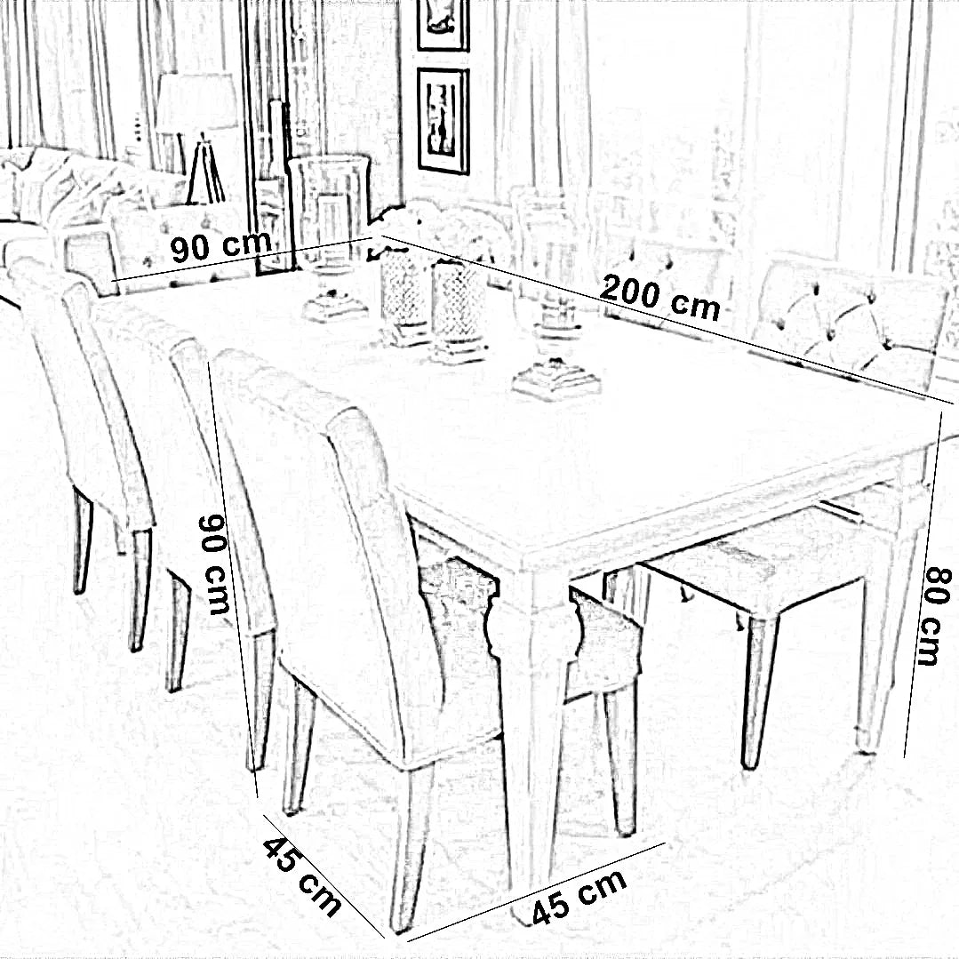 طقم سفرة خشب زان و كونتر، 7 قطع