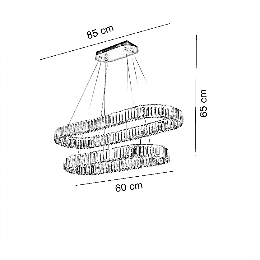 نجفة ستيل و كريستال، 85*65 سم- ذهبي