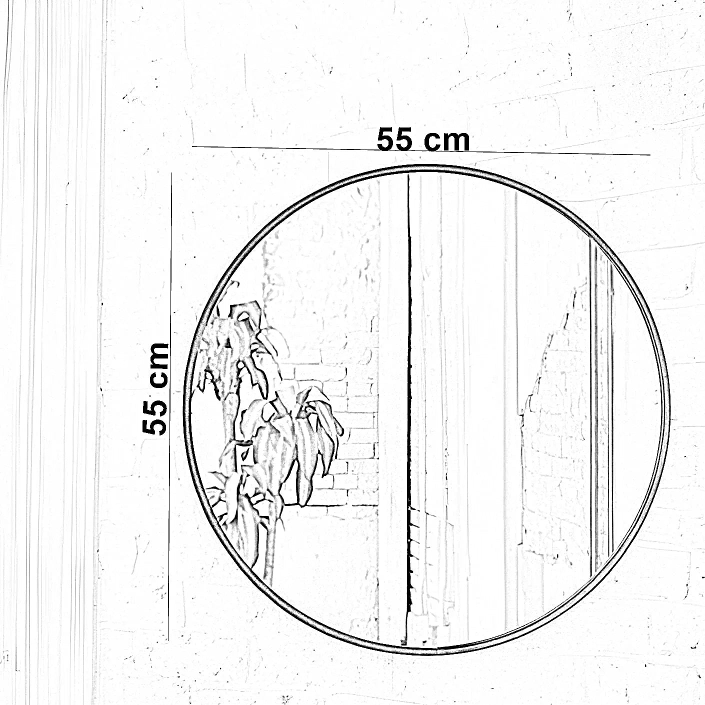 مرايا حائط بإطار خشب ام دي اف، 55*55 سم