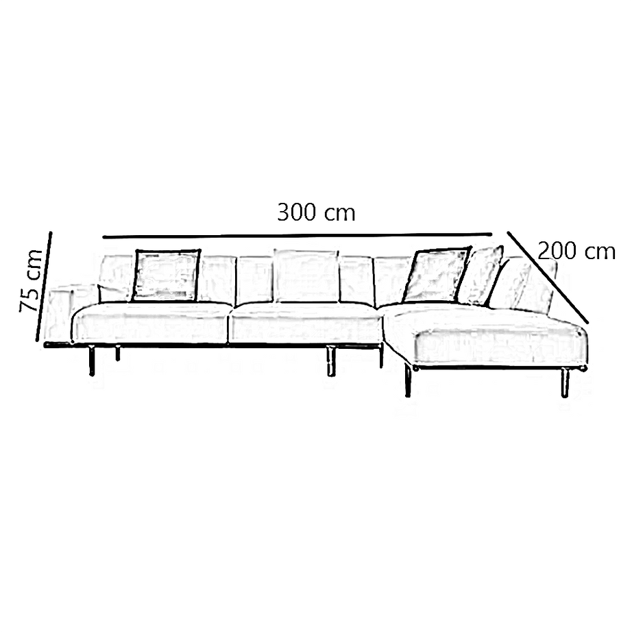 ركنة خشب زان أحمر، 300*200*75 سم