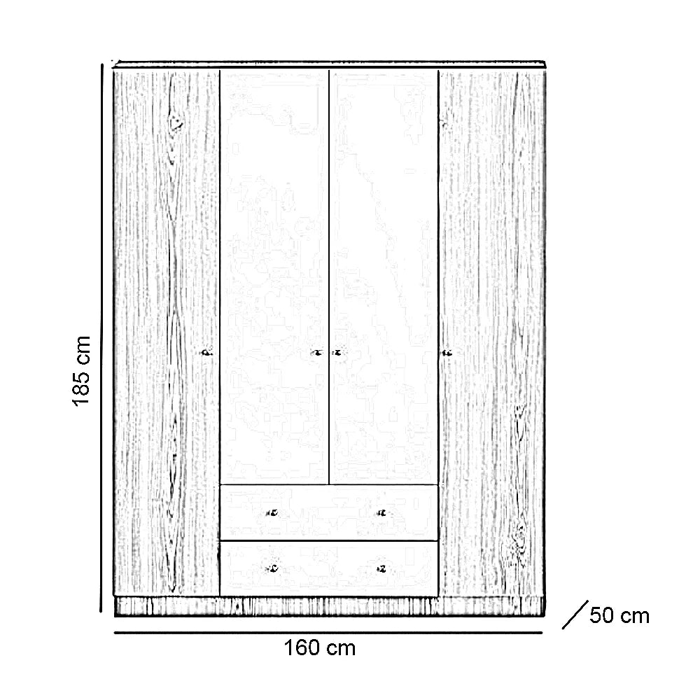 دولاب خشب ام دي اف، 160*50*185 سم