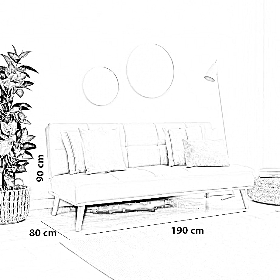 كنبة خشب زان، 190*80*90 سم