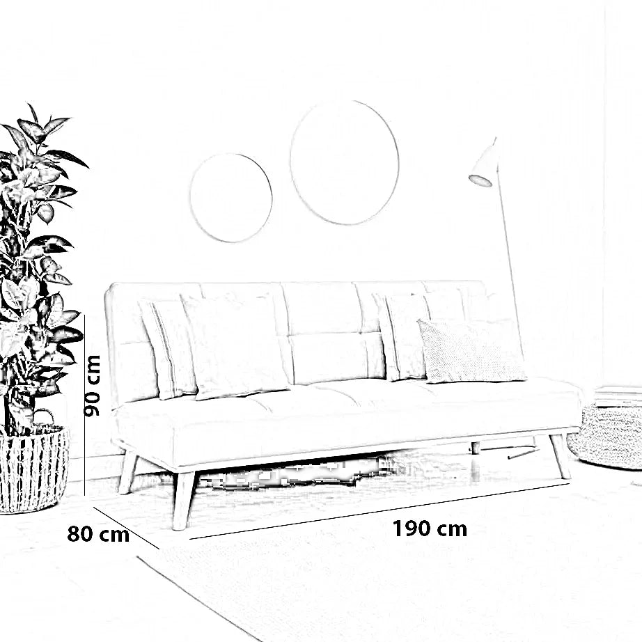 كنبة خشب زان، 190*80*90 سم