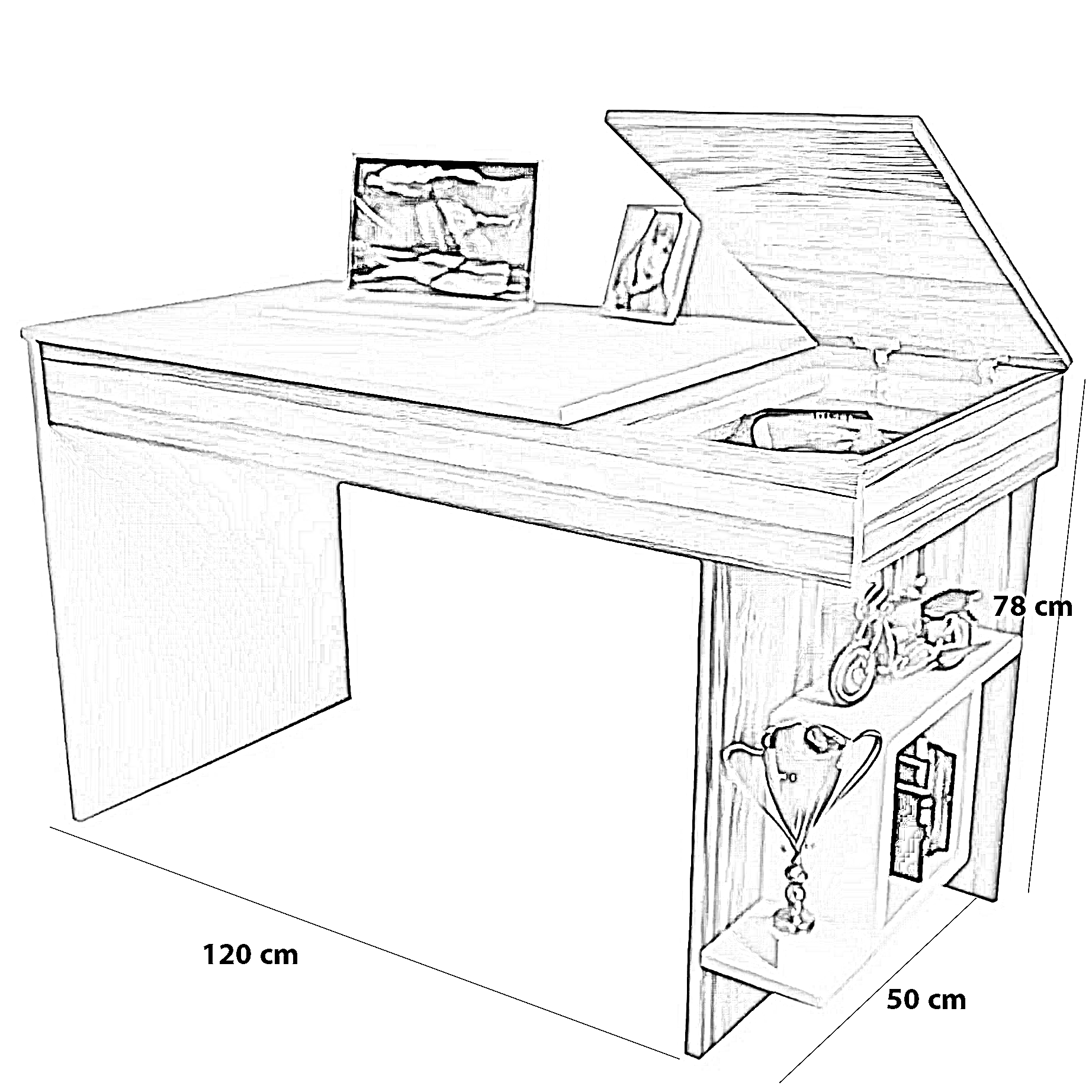 مكتب ام دي اف، 120*50*78 سم