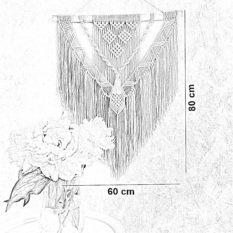 مكرمية حائط خشب، 60*80 سم