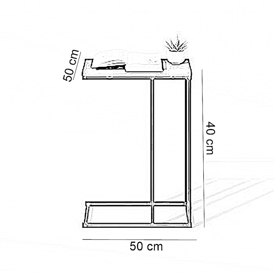 ترابيزة جانبية معدن بسطح خشب، 50*50*40 سم
