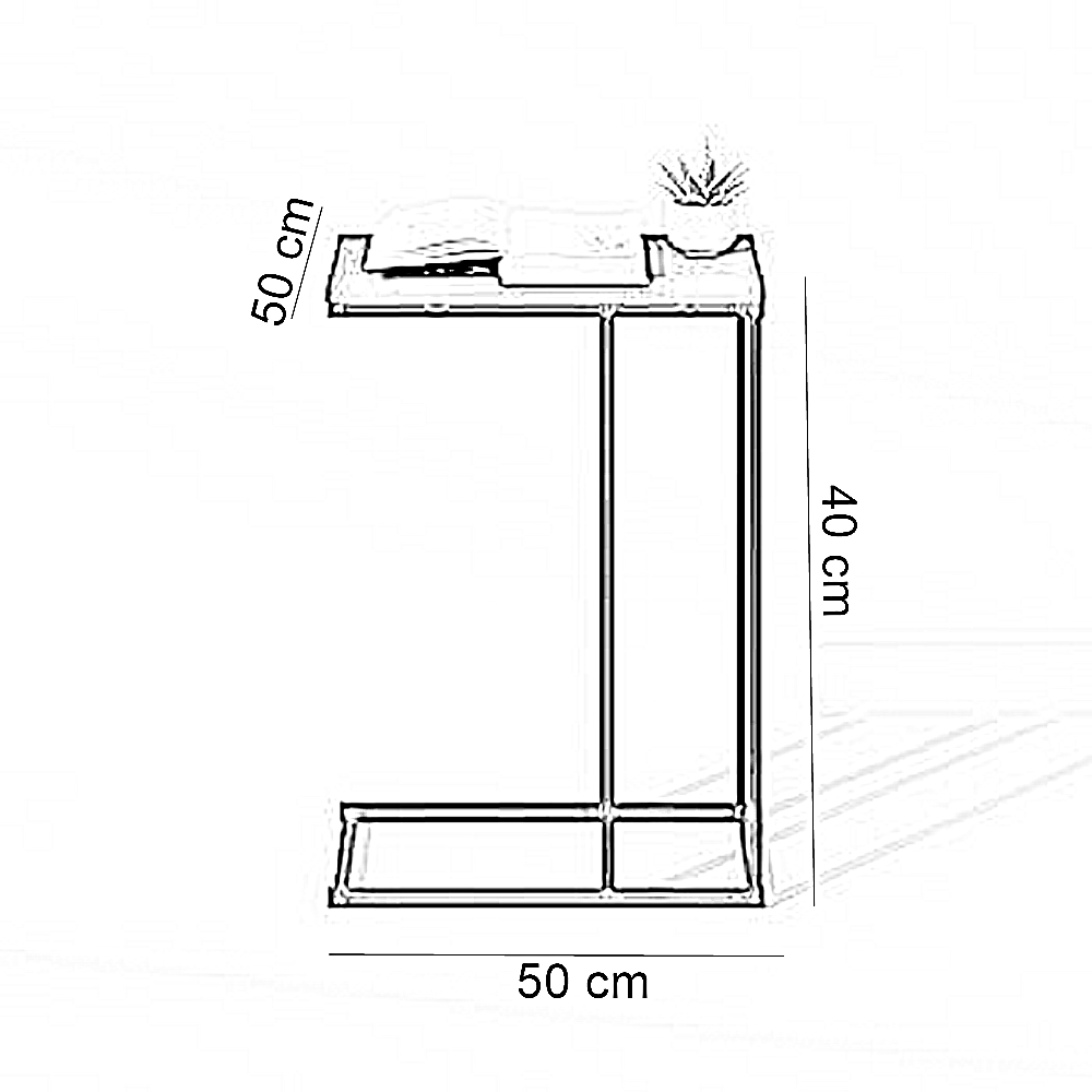ترابيزة جانبية معدن بسطح خشب، 50*50*40 سم