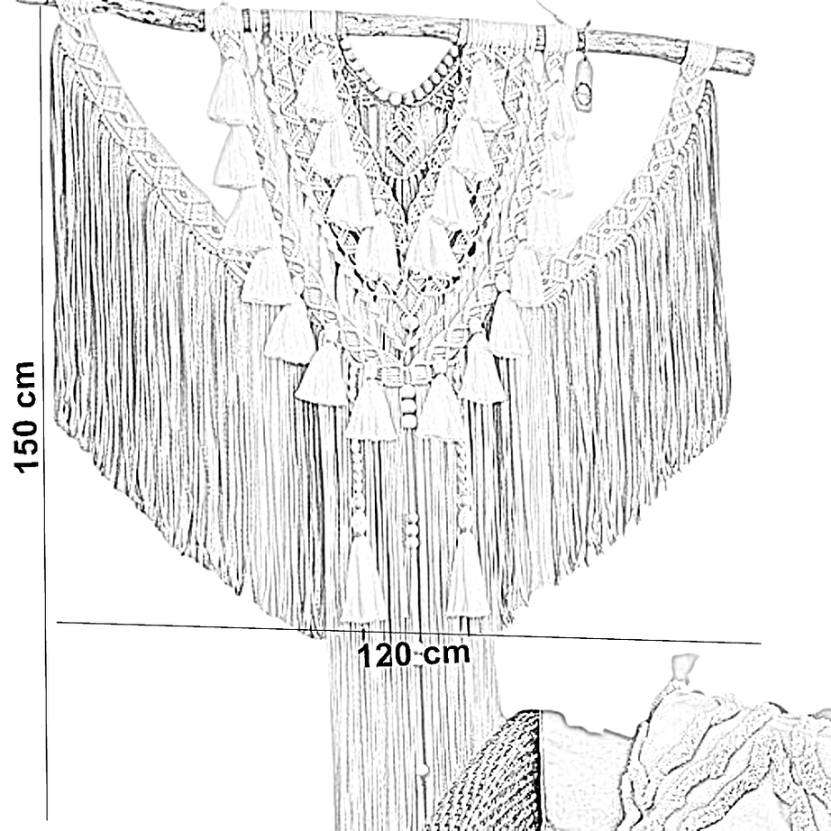 مكرمية حائط خشب، 120*150 سم