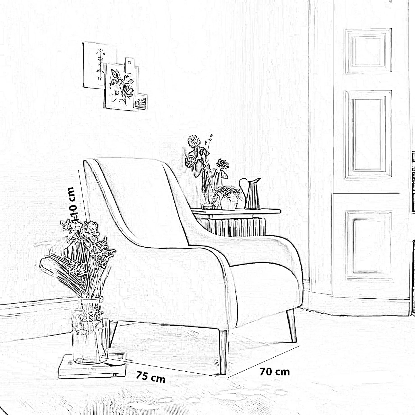 كرسي خشب زان، 70*75*110 سم