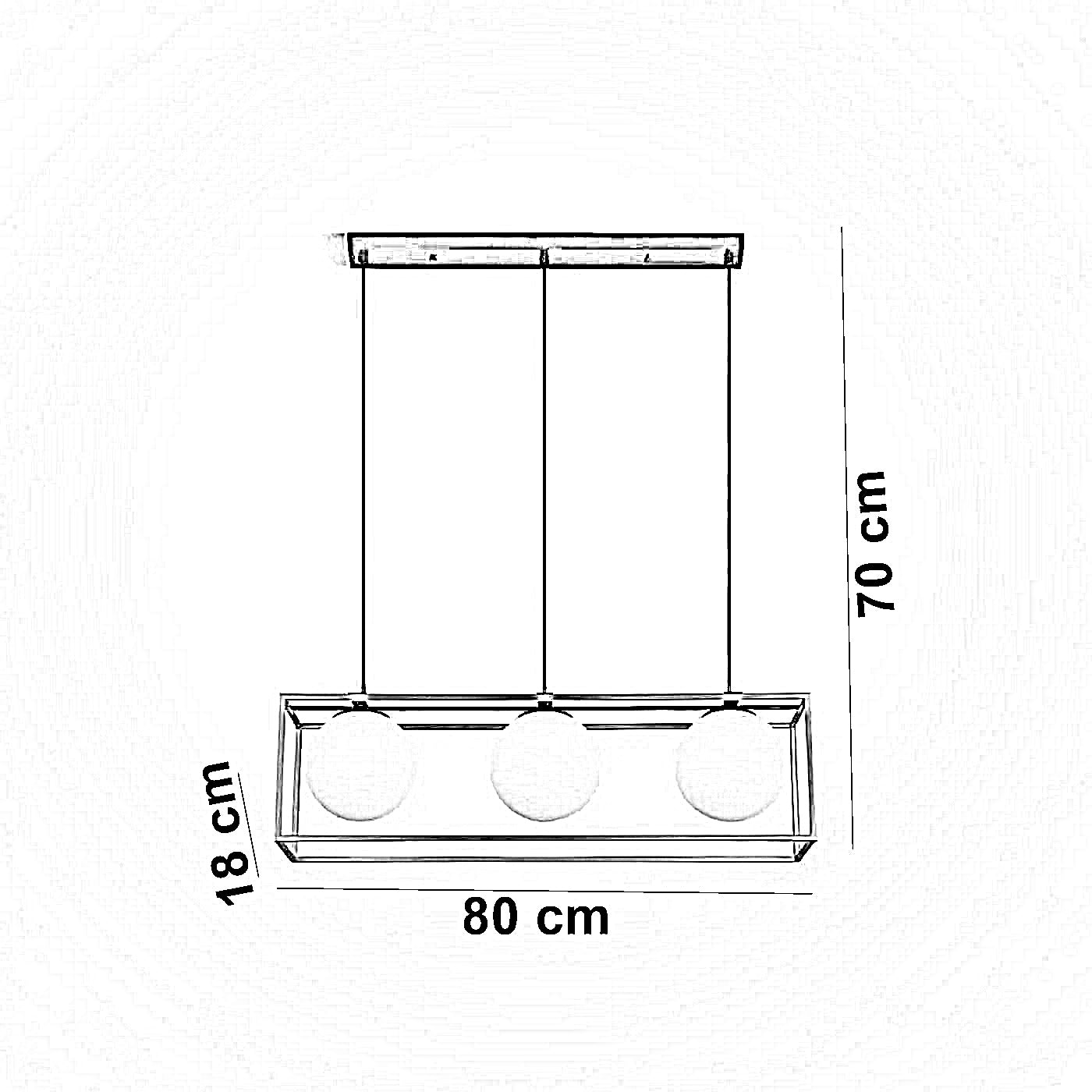 نجفة ثلاثية ستيل و زجاج، 80*18*70 سم