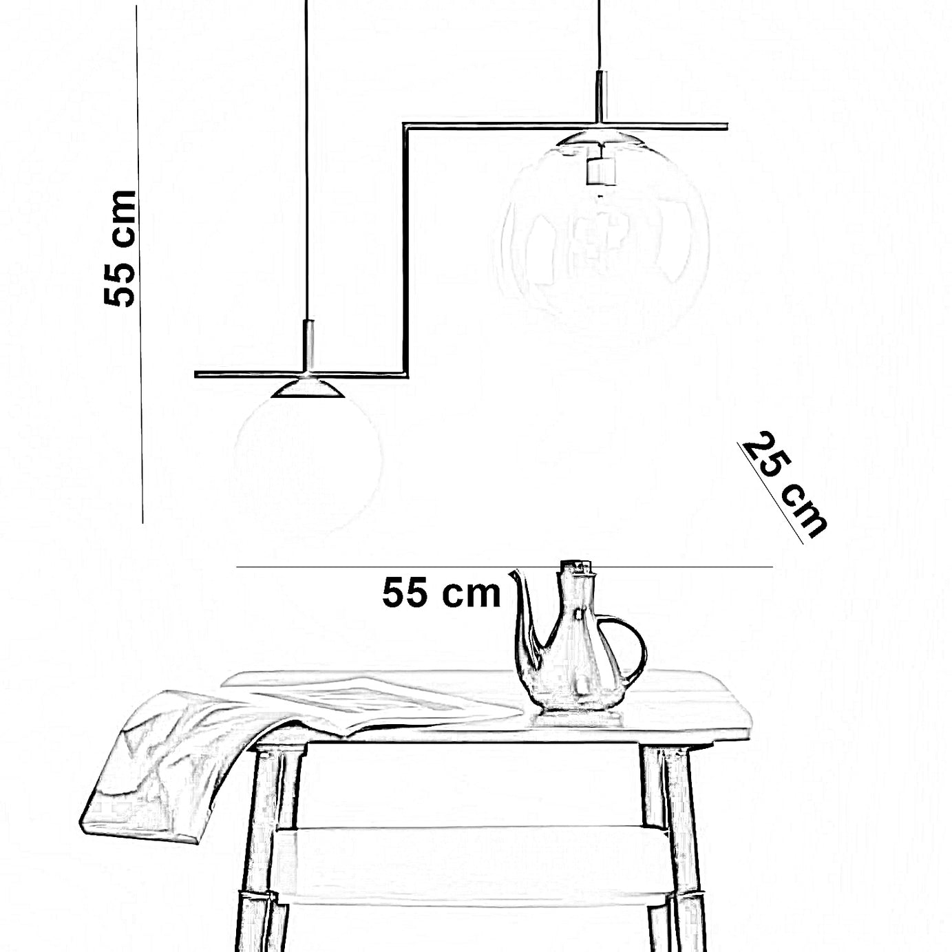 نجفة ستيل و زجاج، 55*25*65 سم