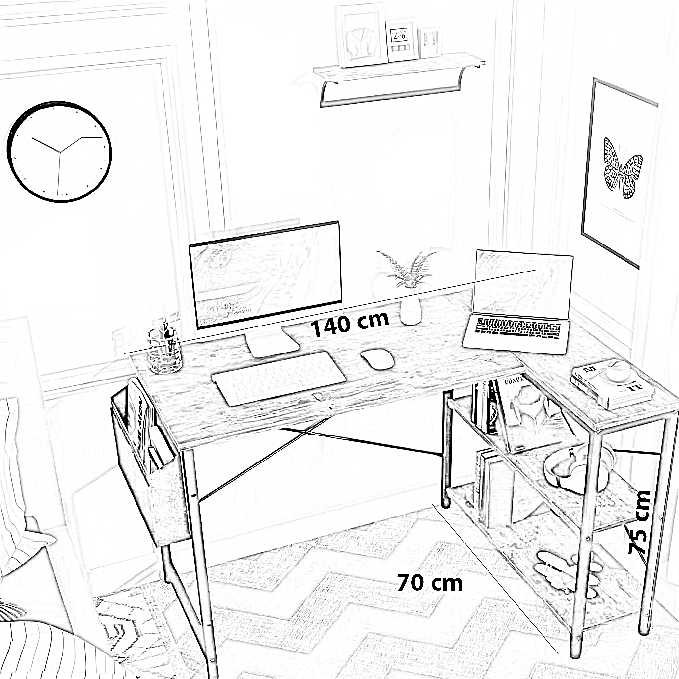 مكتب معدن، 140*70*75 سم