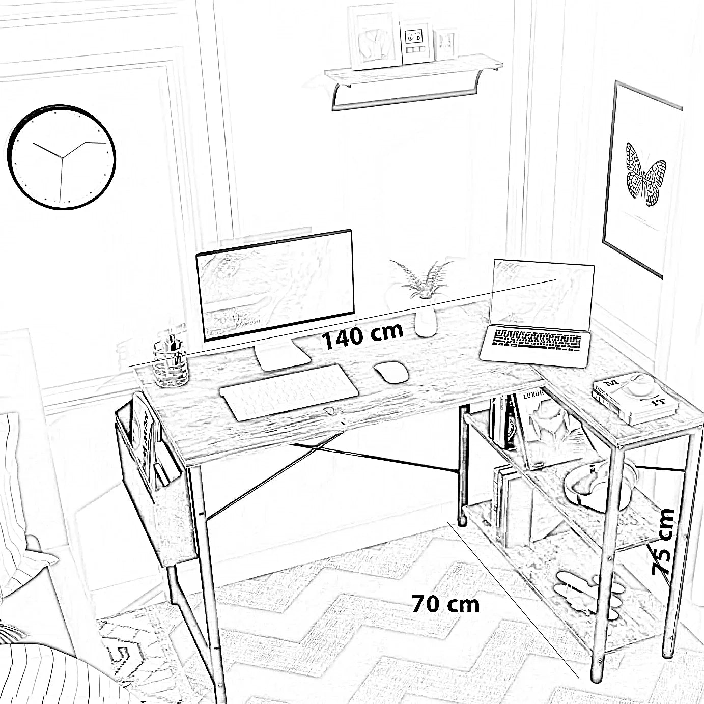 مكتب معدن، 140*70*75 سم