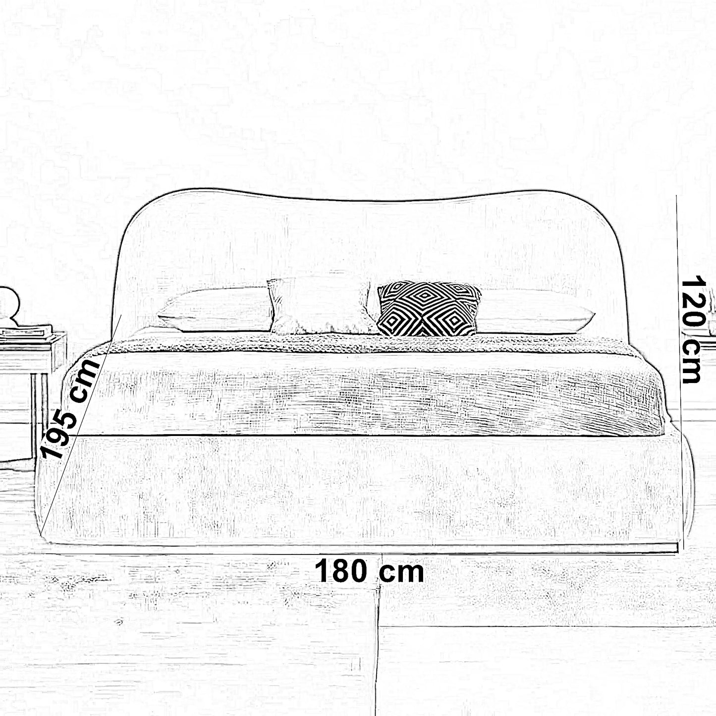 سرير سوبر كينج خشب موسكي، 180*195*120 سم