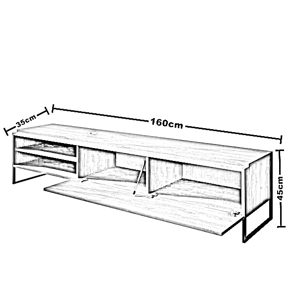 ترابيزة تليفزيون ام دي اف، 160*35*45 سم