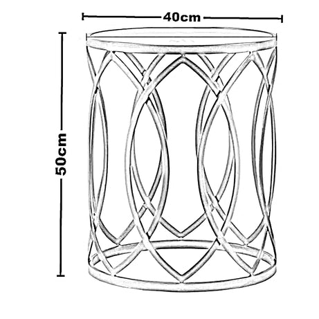 ترابيزة جانبية ستيل بسطح زجاج، 40*40*50 سم