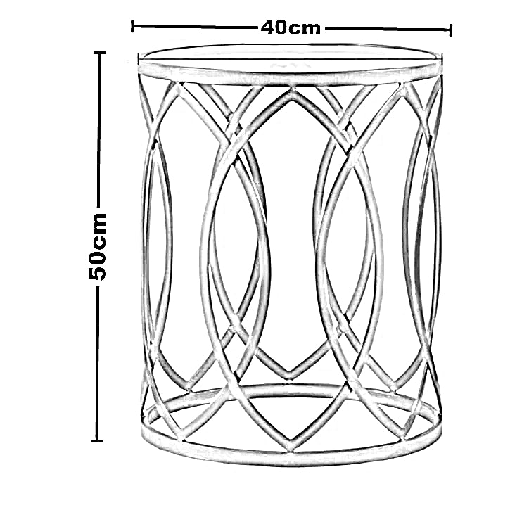 ترابيزة جانبية ستيل بسطح زجاج، 40*40*50 سم