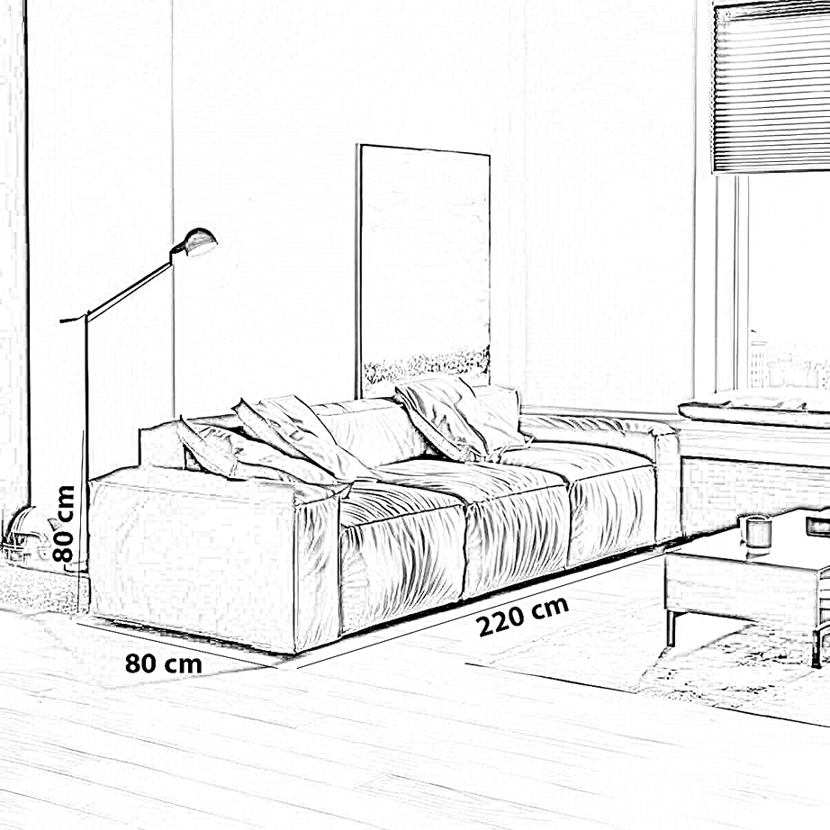 كنبة خشب زان، 220*80*80 سم