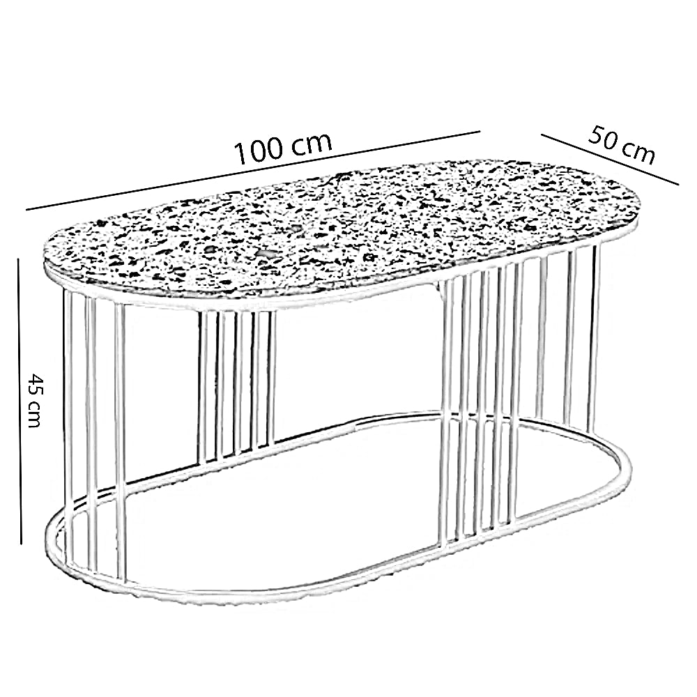 ترابيزة قهوة معدن بسطح جرانيت، 100*50*45 سم