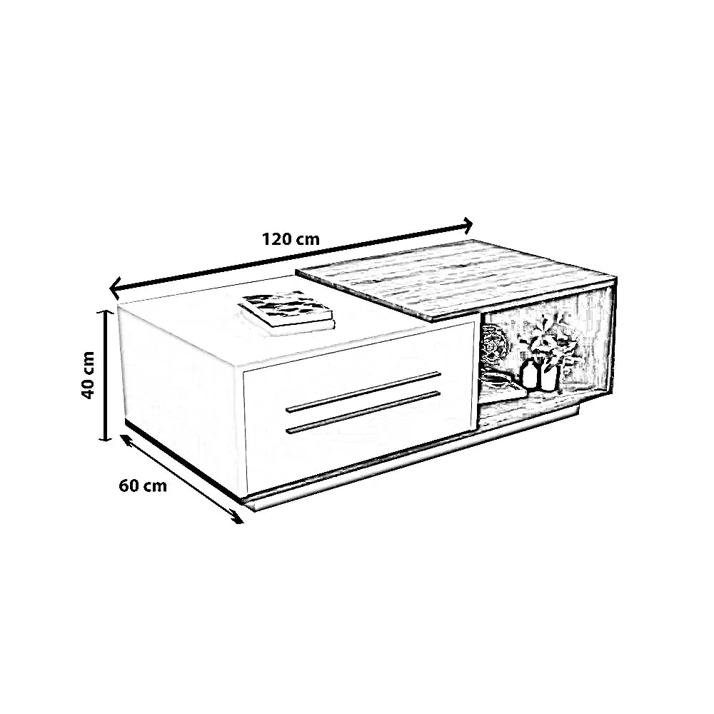 ترابيزة قهوة ام دي اف، 120*60*40 سم