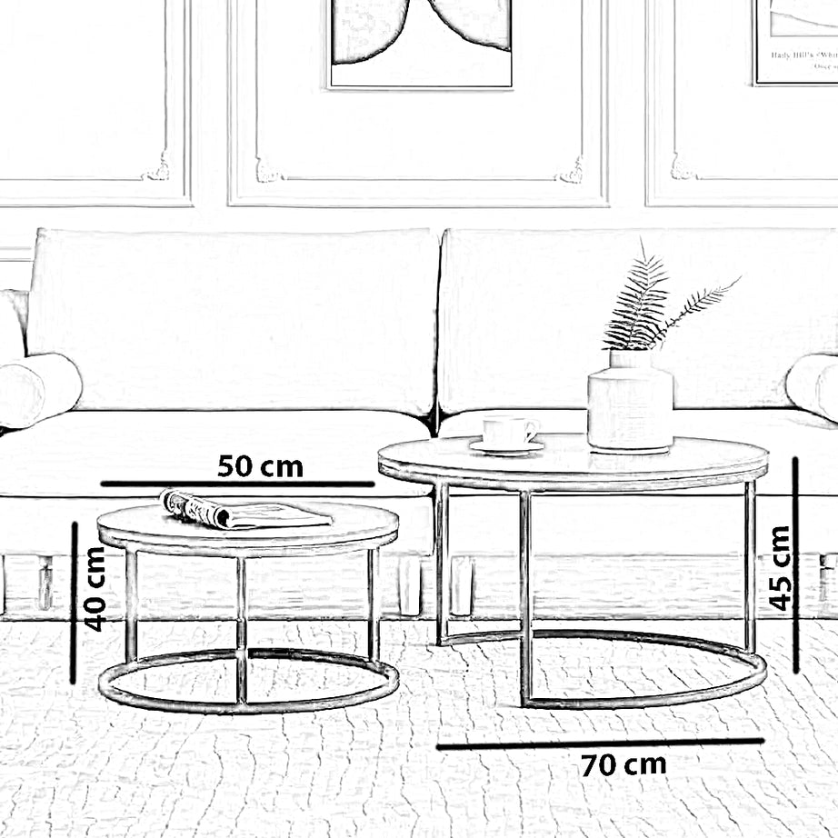 طقم ترابيزة قهوة مزدوجة ستيل، قطعتين