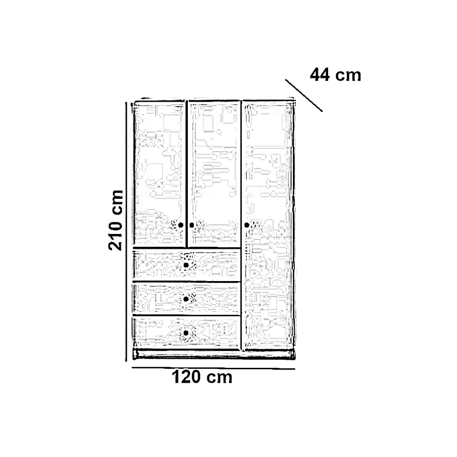 دولاب خشب ام دي اف، 120*44*210 سم