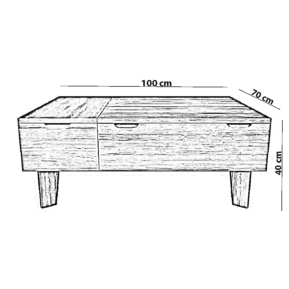 ترابيزة قهوة ام دي اف اسباني، 100*70*40 سم