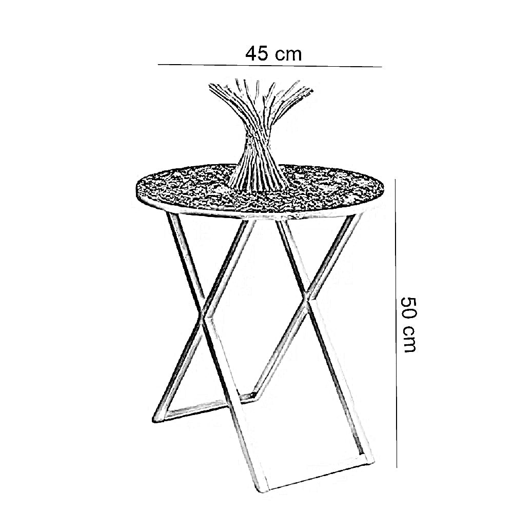 ترابيزة جانبية معدن بسطح رخام، 45*50 سم