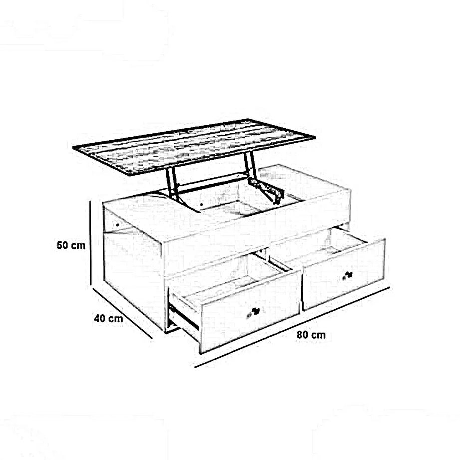 ترابيزة قهوة خشب ام دي اف، 80*40*50 سم