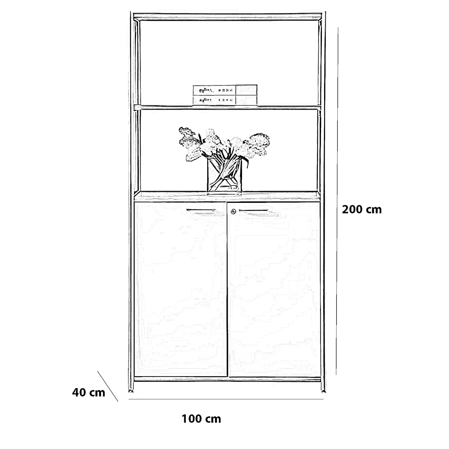 وحدة تخزين مكتبية، 100*40*200 سم