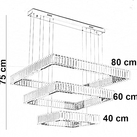 نجفة ستيل و كريستال، 60*75 سم - ذهبي