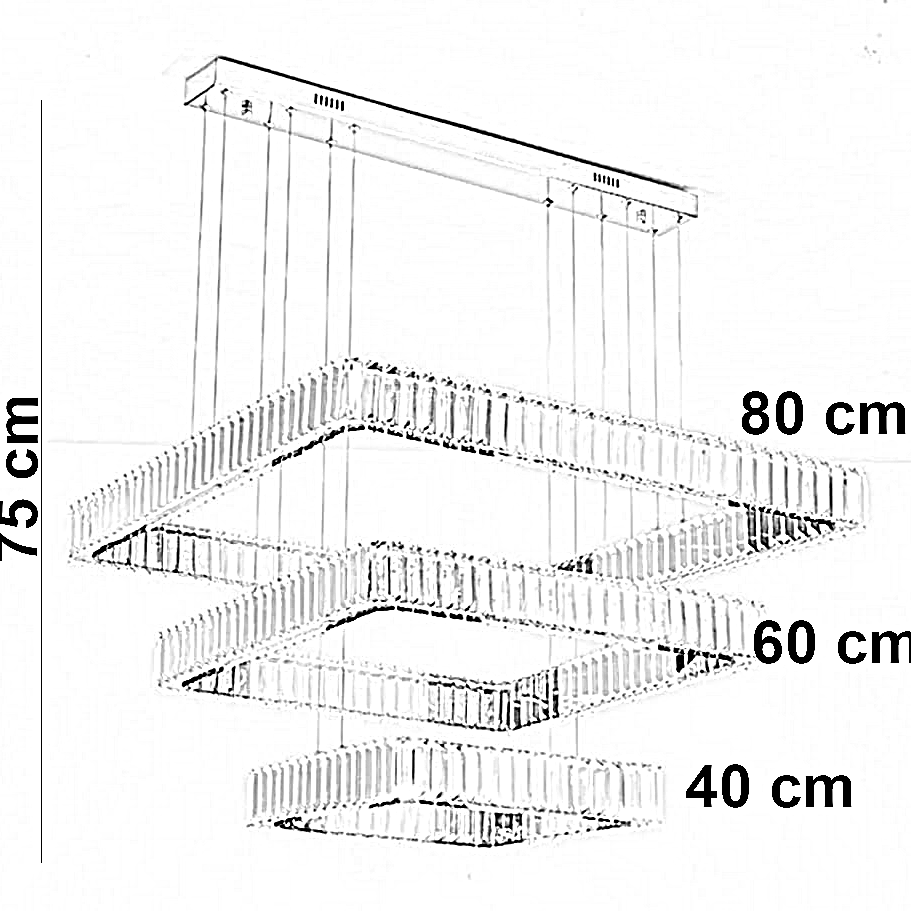 نجفة ستيل و كريستال، 60*75 سم - ذهبي