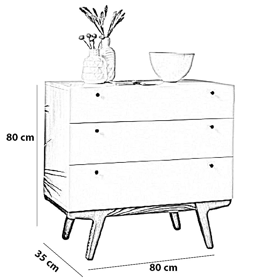 وحدة أدراج خشب كونتر و موسكي، 80*35*80 سم
