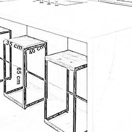 كرسي بار ستيل و ام دي اف، 35*40*65 سم