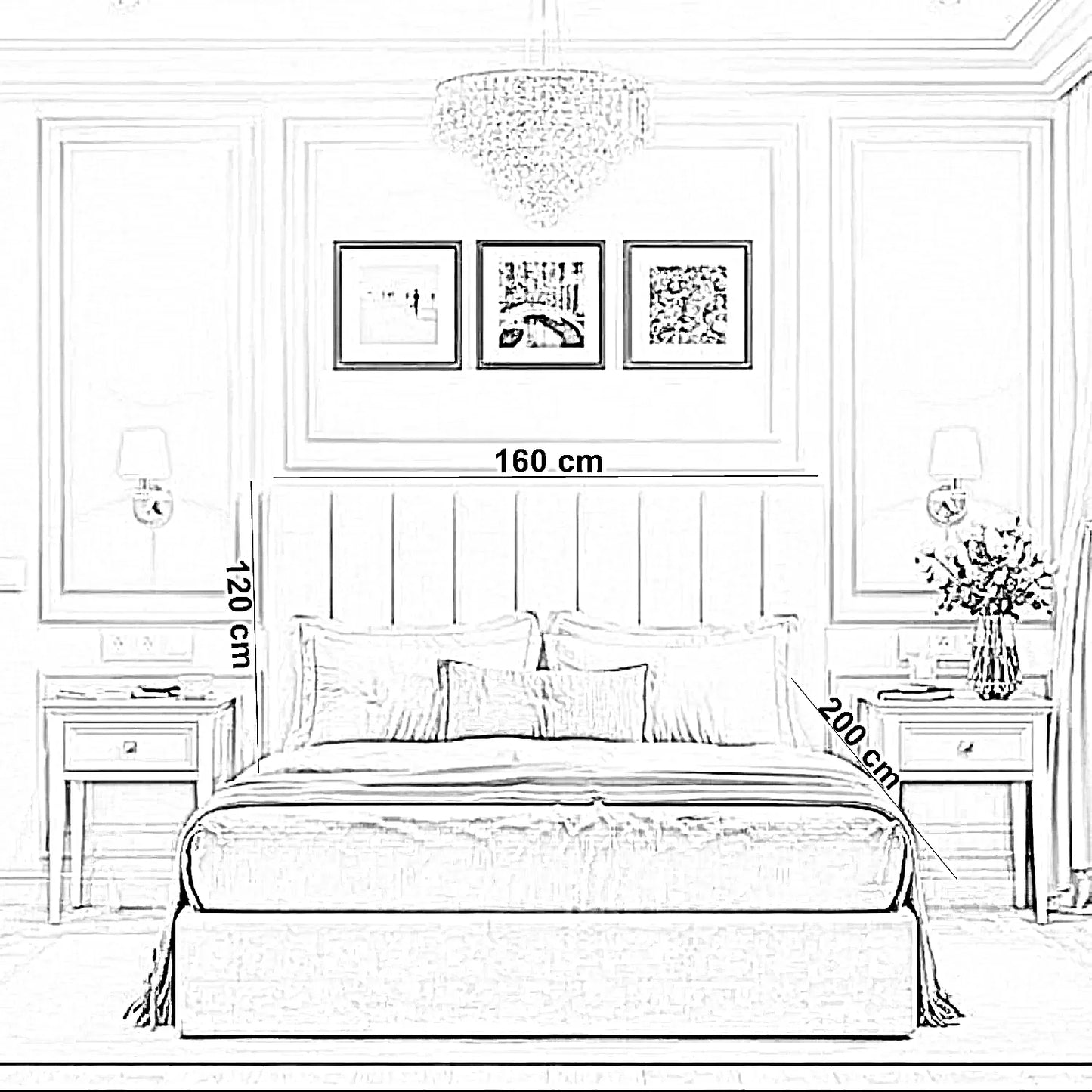 سرير كينج خشب ام دي اف وزان، 160*200*120 سم