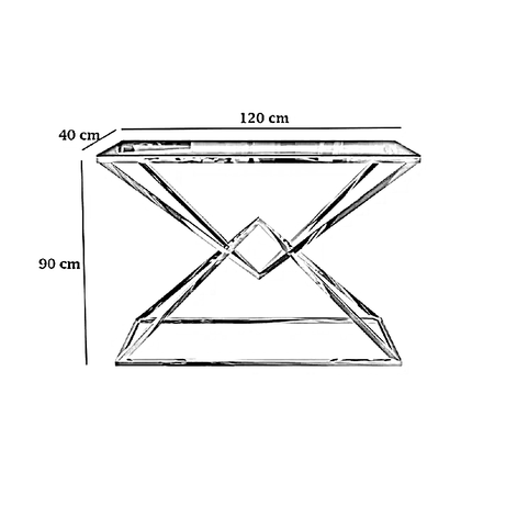 كونسول ستيل بسطح زجاج، 120*40*90 سم