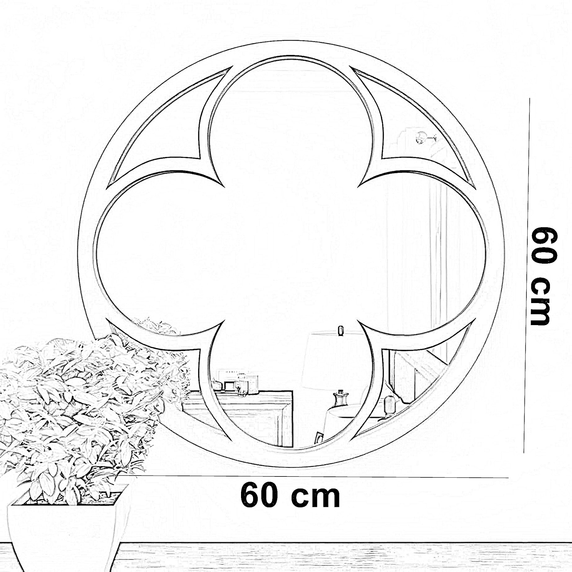 مرايا حائط ام دي اف، 60*60 سم