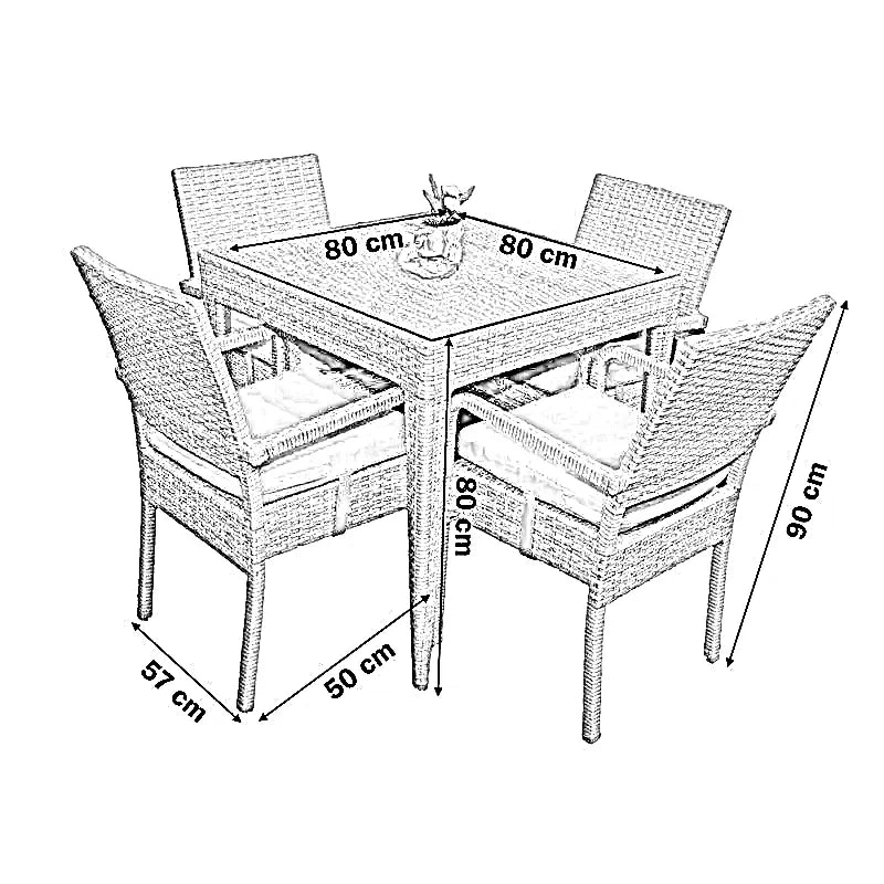 طقم للحدائق معدن و راتان، 5 قطع