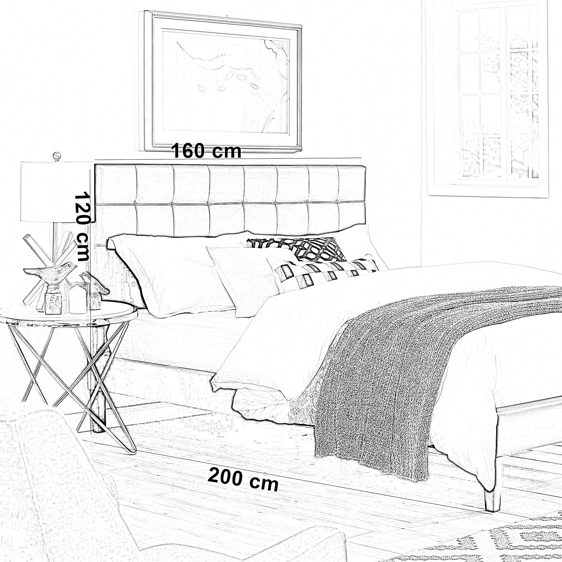 سرير كينج خشب ام دي اف و زان، 160*200*120 سم