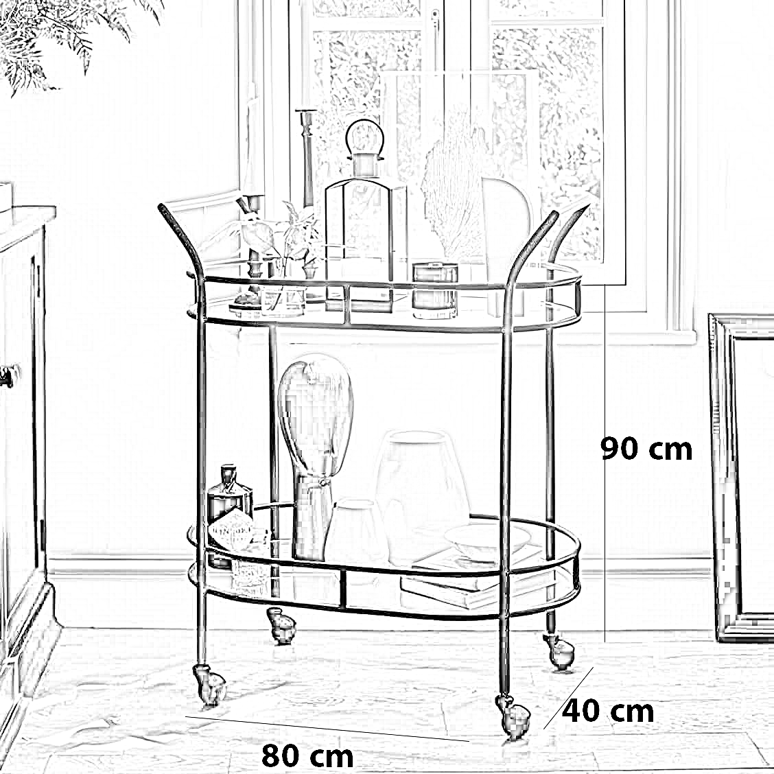 ترابيزة تقديم ستيل، 80*40*90 سم