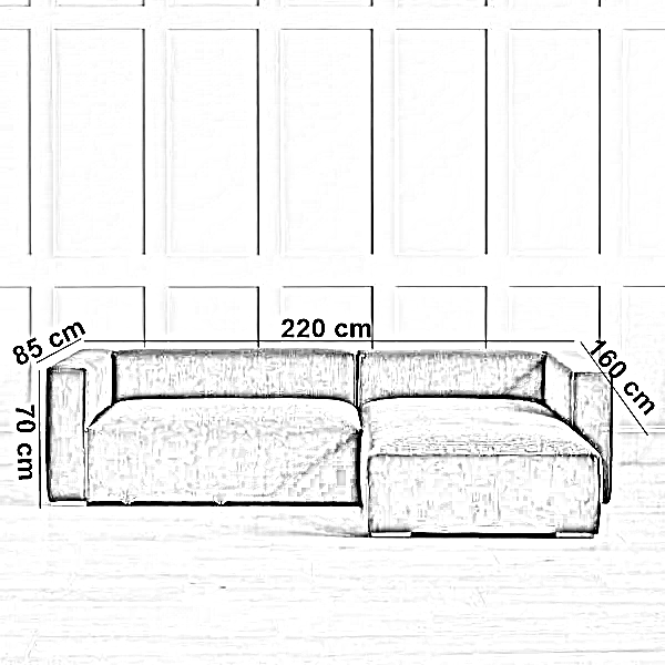 ركنة خشب زان، 220*160*70 سم