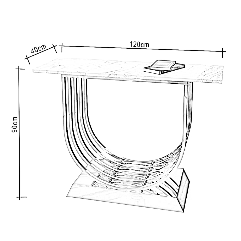 كونسول ستيل بمرايا، 120*40*90 سم
