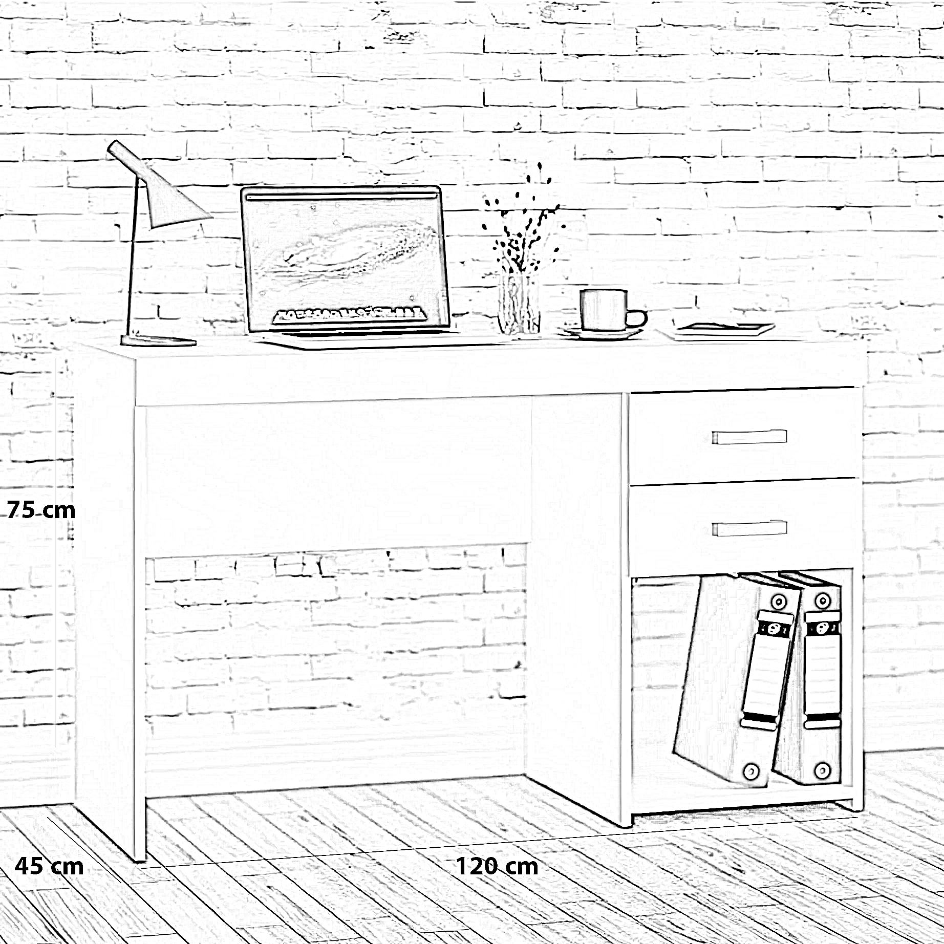 مكتب خشب ام دي اف، 120*45*75 سم