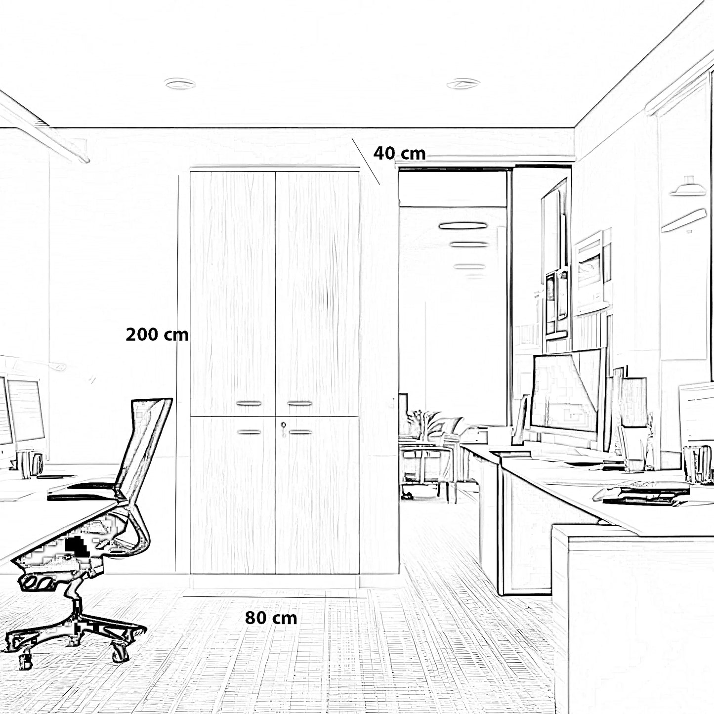 وحدة تخزين مكتبية، 80*40*200 سم