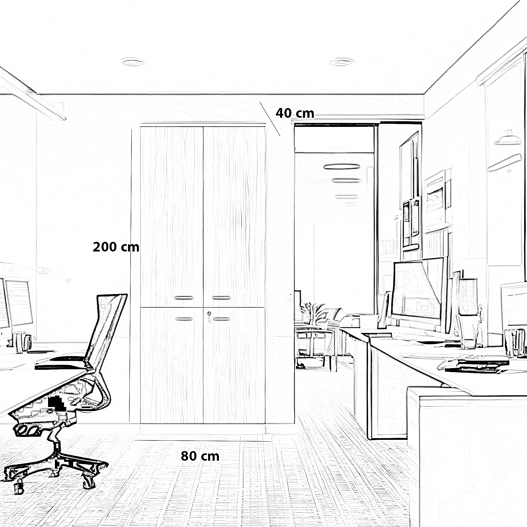 وحدة تخزين مكتبية، 80*40*200 سم