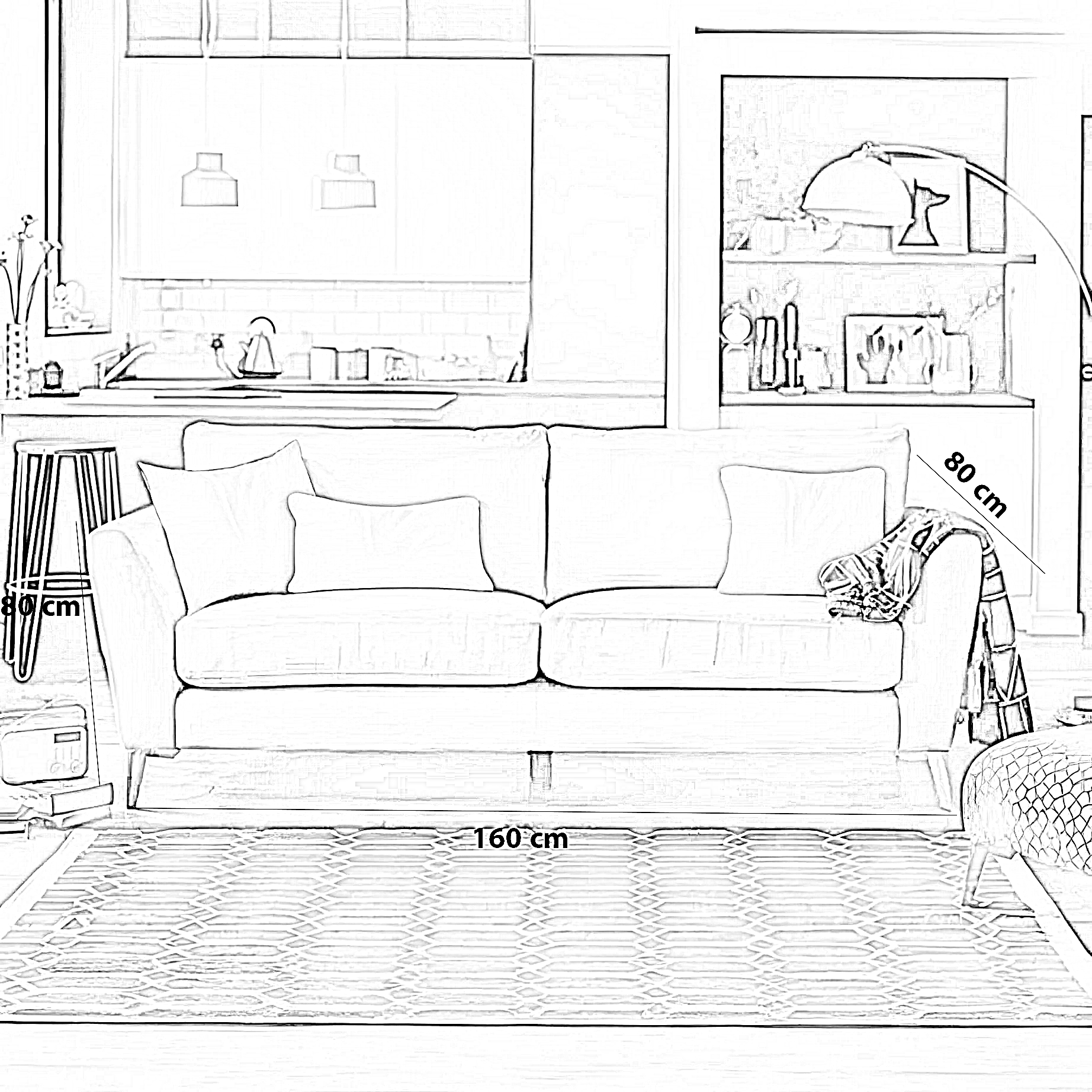 كنبة خشب زان، 160*80*80 سم