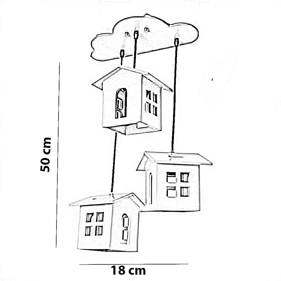 نجفة خشب، 18*50 سم - متعددة الالوان